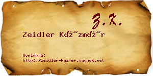 Zeidler Kázmér névjegykártya